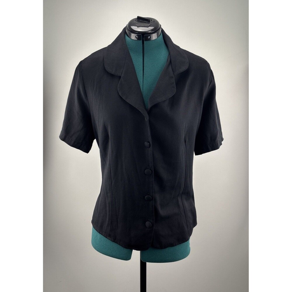 VTG Sag And Harbor Button Up Blouse Short Sleeve extra Large W/Shoulder Pads